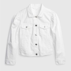 Gap Kids Puff Sleeve Icon Denim Jacket with Washwell Size Girls Medium